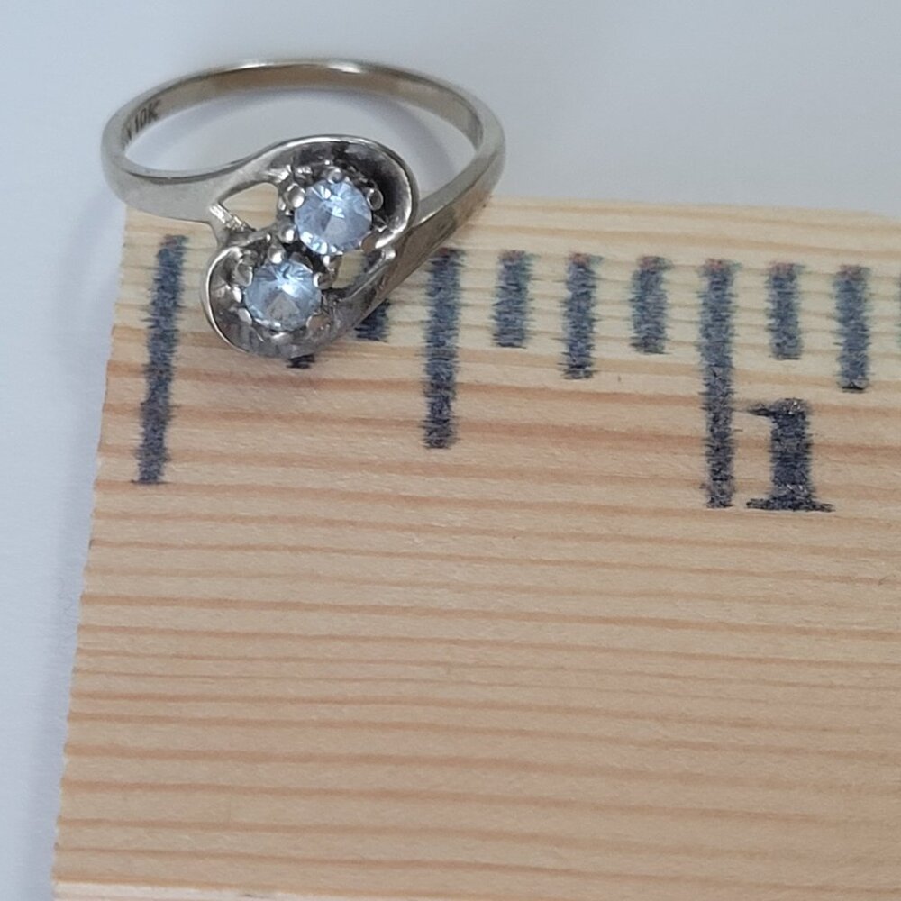1960s Blue Topaz Ring 10k Vintage White Gold Dason December Birthstone - Picture 12 of 15